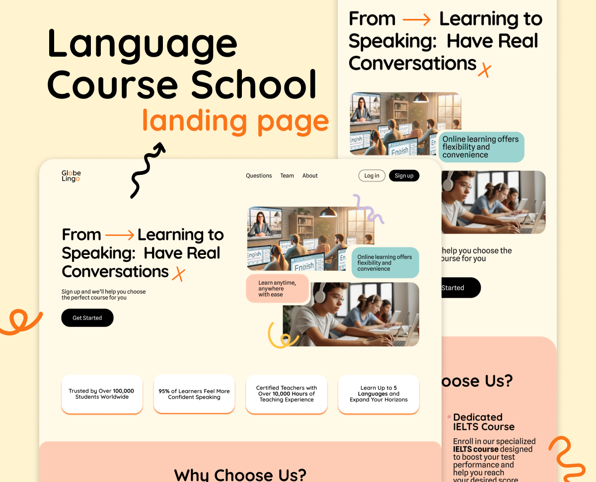Language Course School Landing page