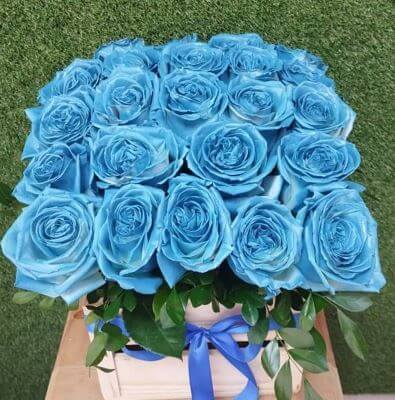 Arreglo floral rosas azules Floristería Tropicana. La Habana, Cuba