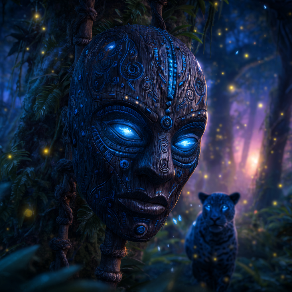 margo666._Photo_realistic._A_wooden_mask_with_glowing_blue_ca_1294bc53-cb3b-4901-b533-3c0117d8aaaa_2