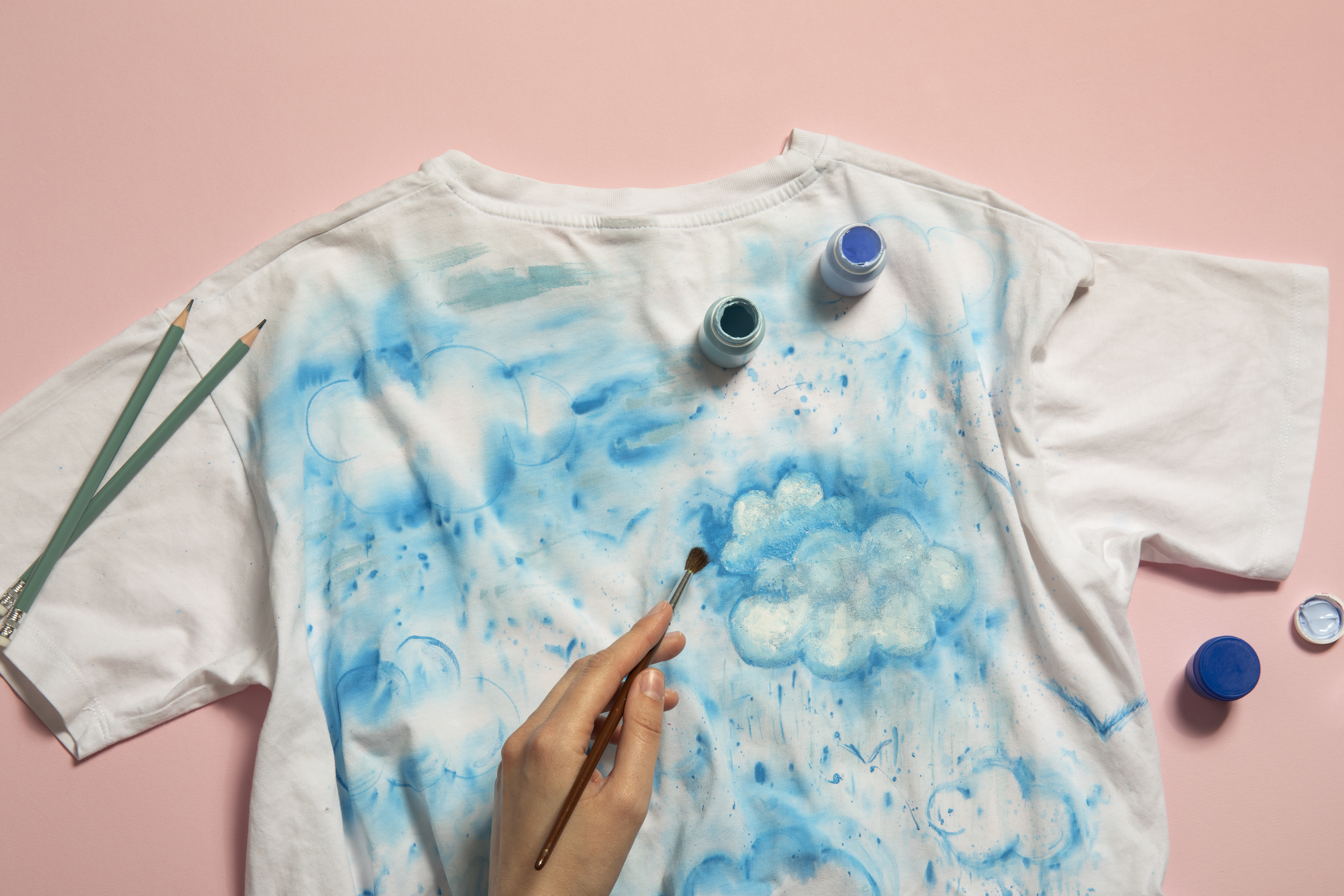 top-view-t-shirt-painting-still-life