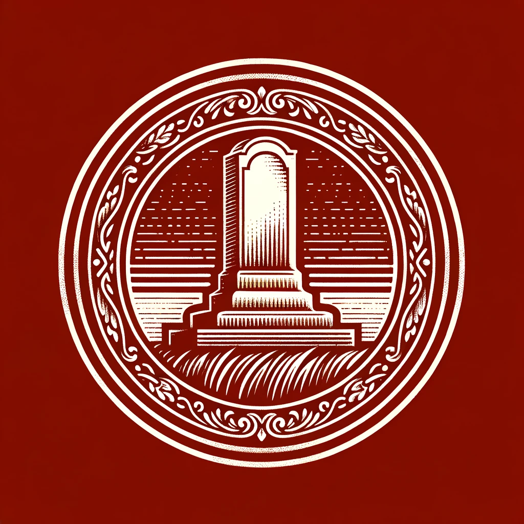 DALLE_2024-02-24_23.17.48_-_Design_an_emblem_featuring_a_classic_gravestone_monument_with_a_solemn_and_respectful_tone._The_background_should_be_a_deep_red_8b1a1c._The_illust