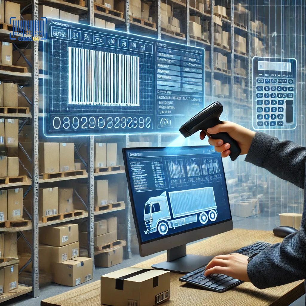 A_modern_warehouse_scene_showing_product_barcoding_with_logo