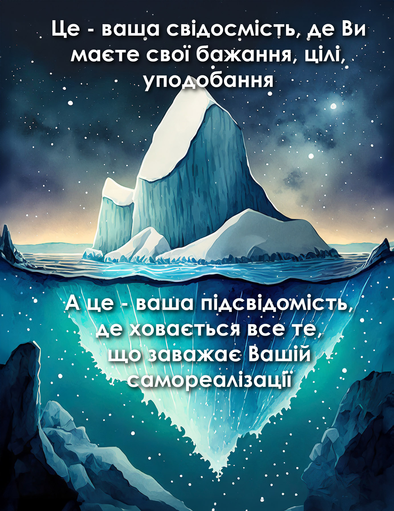 1111Firefly_waterline_in_the_middle._above_waterline_is_a_small_iceberg_and_starry_night_under_the_wate_copy