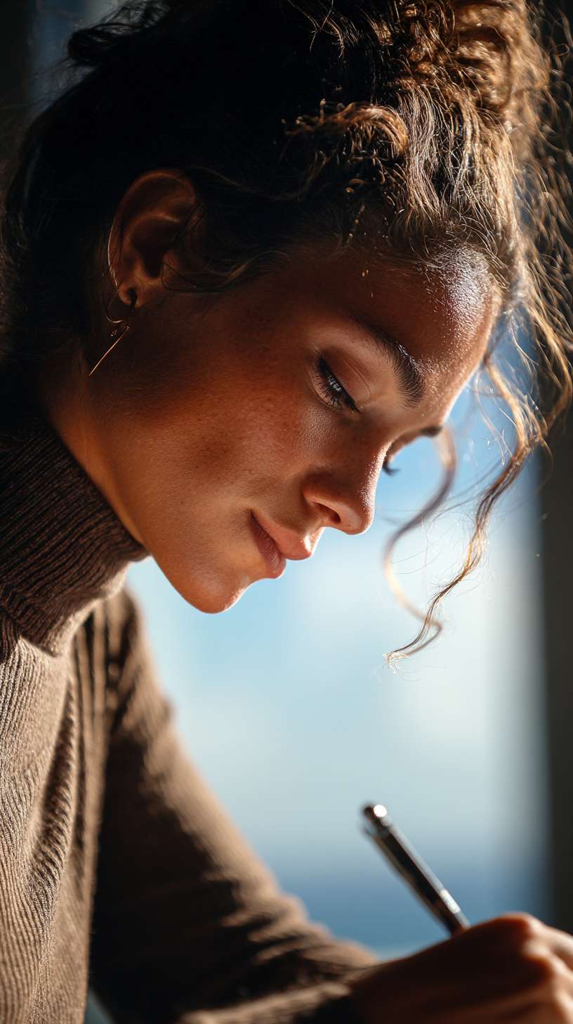 levelupstudio14_A_woman_seen_from_a_distance_writing_carefully__d80a54d8-8ad0-4d16-aa22-83198ff70775_JPG