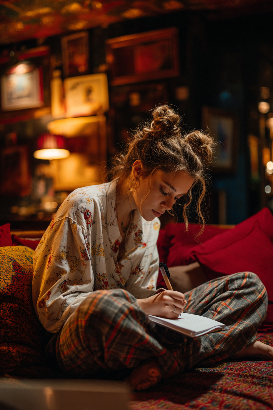 yuccarichard_knotted_pigtail_buns_girl_journaling_in_cozy_nook__75f901ec-2525-4666-8012-1eb57de327a4