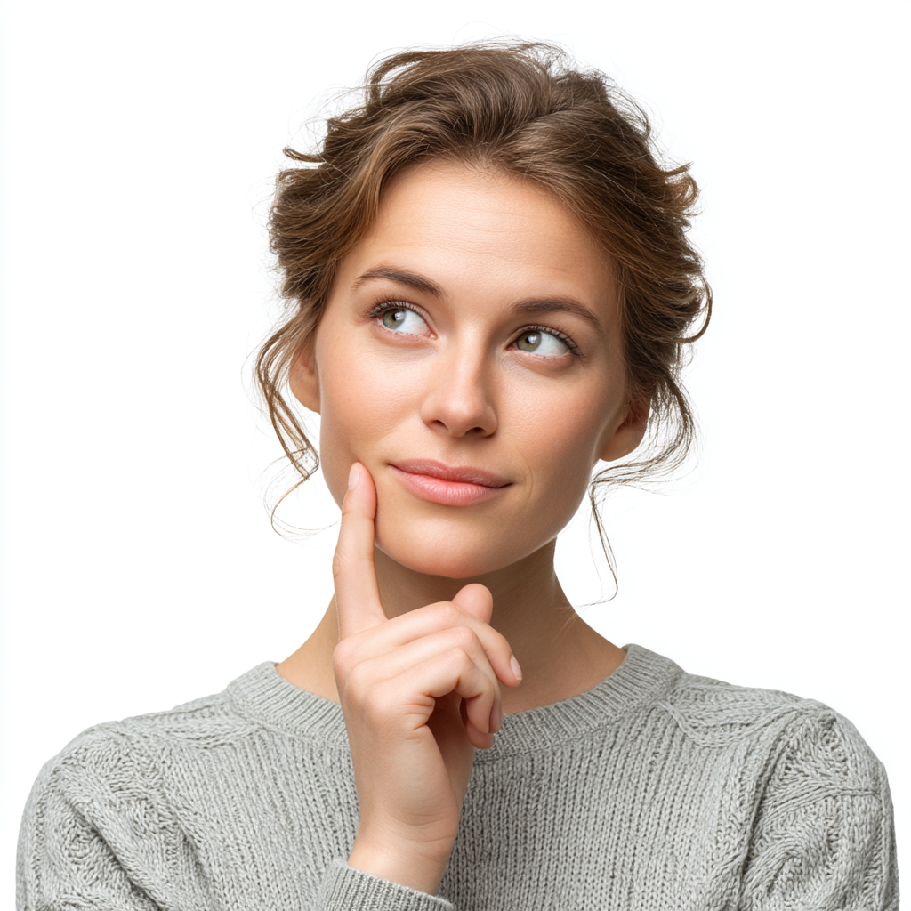 voernawan_A_woman_is_thinking_while_pointing_her_forehead_with__f3ad801d-675f-4fd5-8d0b-9fada47f03ba