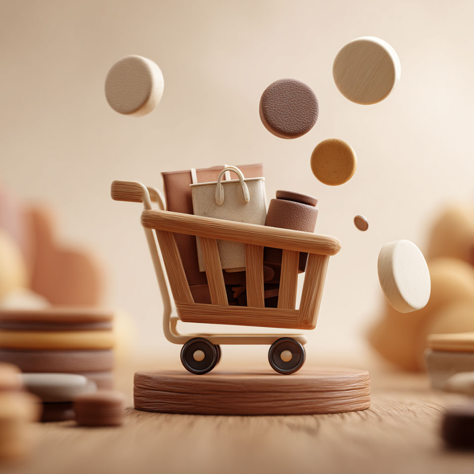 cirkus90123_a_shopping_cart_with_handmade_leather_goods_and_sma_2c85e60e-9a26-4c69-9d44-b3aa04edb66c