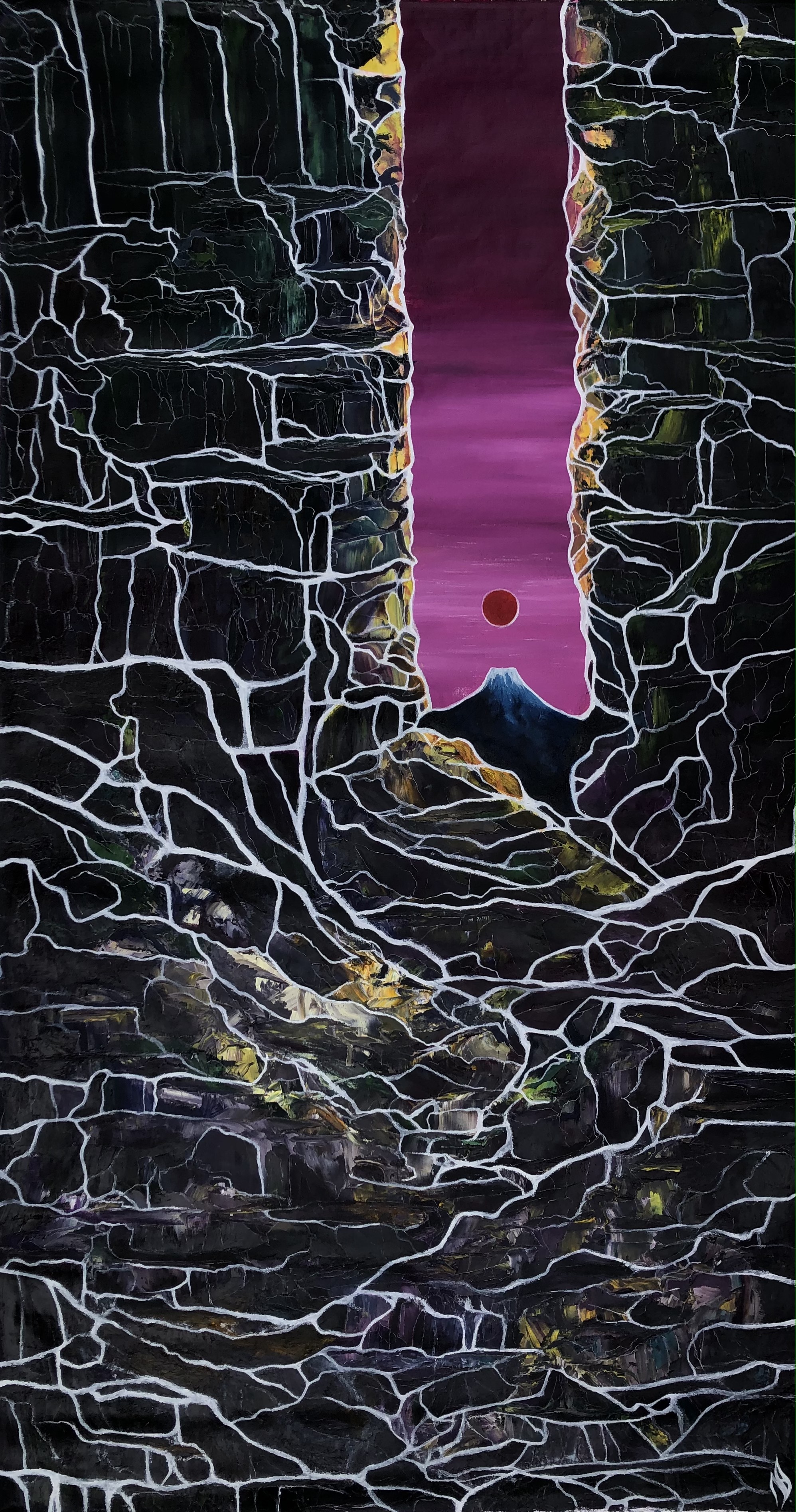 Daria_Nikitiuk_FLIGHT_OVER_FUJIY._80x150_cm_oil_pen_acrylic_on_canvas_2023._2021.oilpencanvas