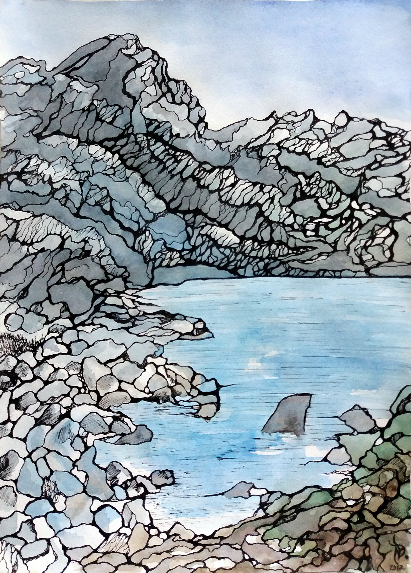 Skaly2017.watercolour_on_paper.Daria_Nikitiuk