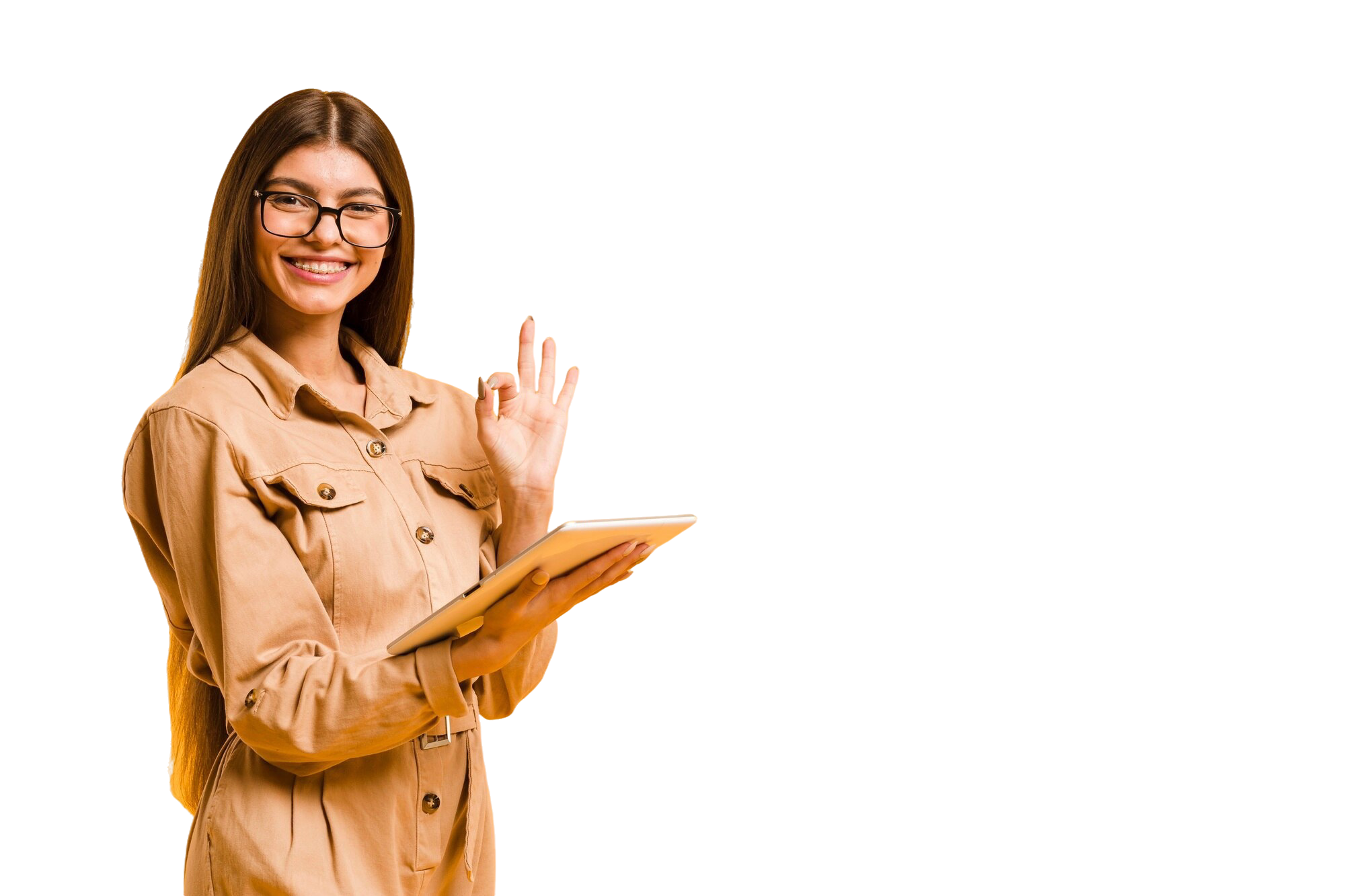 woman-looking-tablet-studio