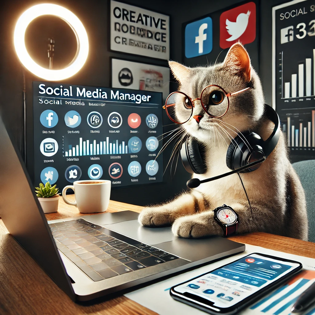DALLE_2025-02-06_15_17_14_-_A_cat_working_as_a_social_media_manager__The_cat_is_sitting_at_a_modern_desk_with_a_laptop_smartphone_and_a_cup_of_coffee__The_screen_shows_social_m