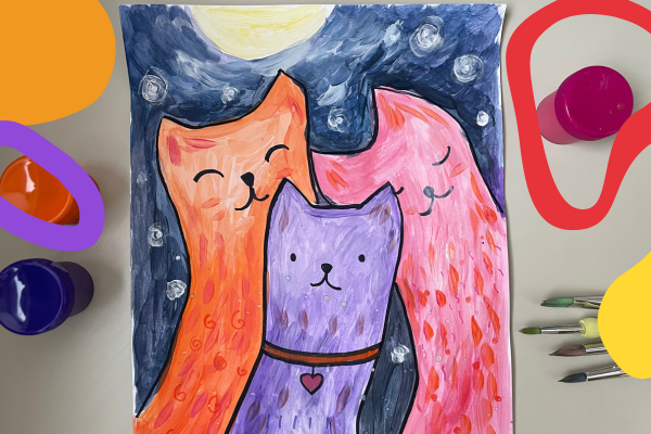 Spring_Cat_Gouache_Art_Lesson