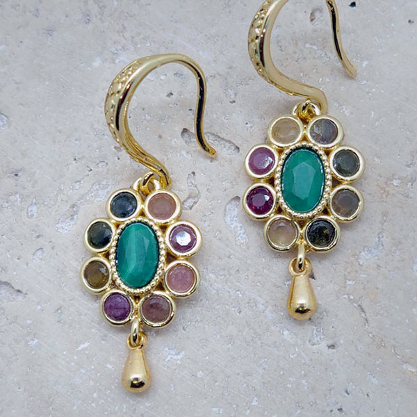 boucles d'oreille en forme de fleur en tourmaline