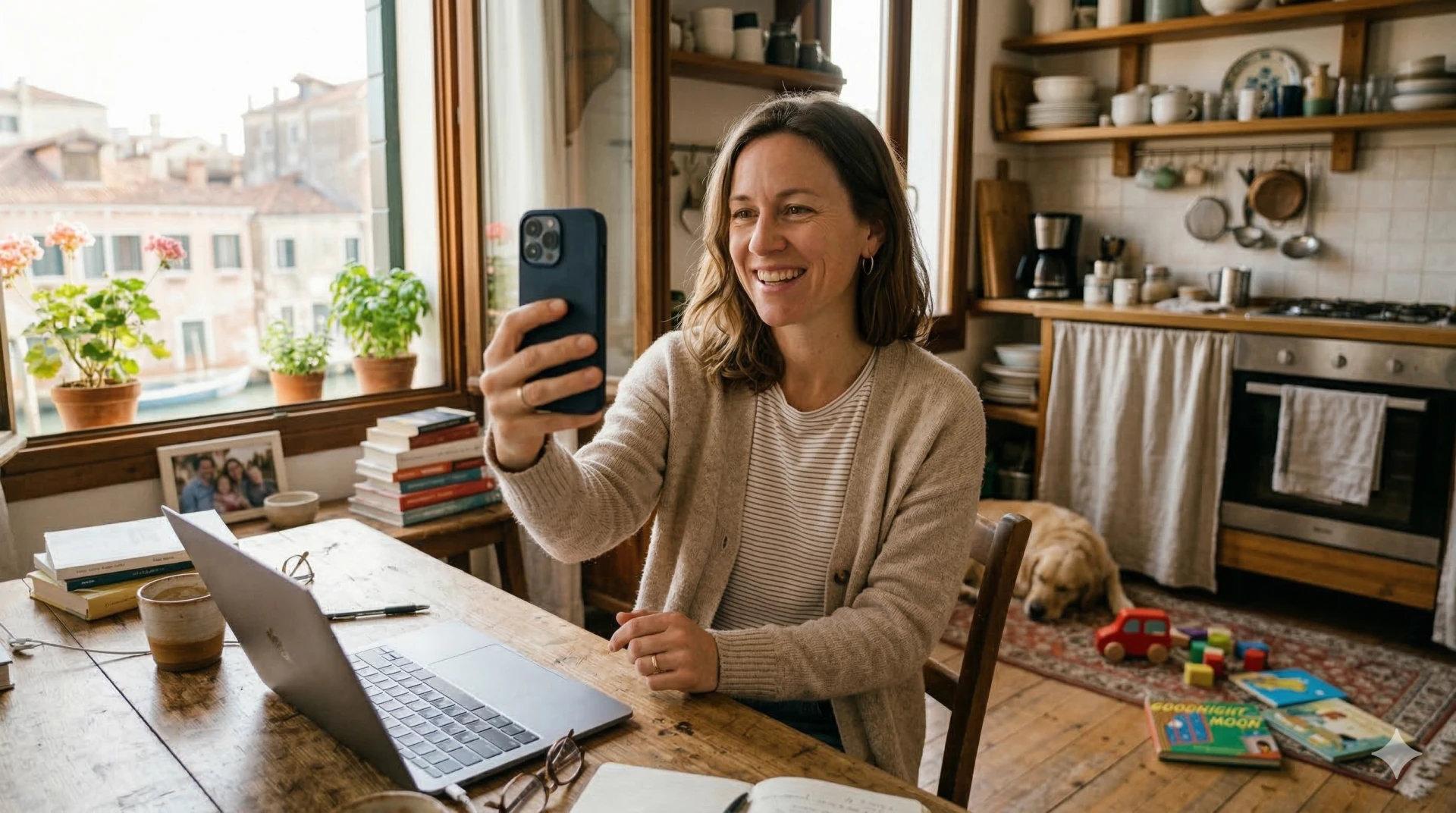 Woman building her business from home