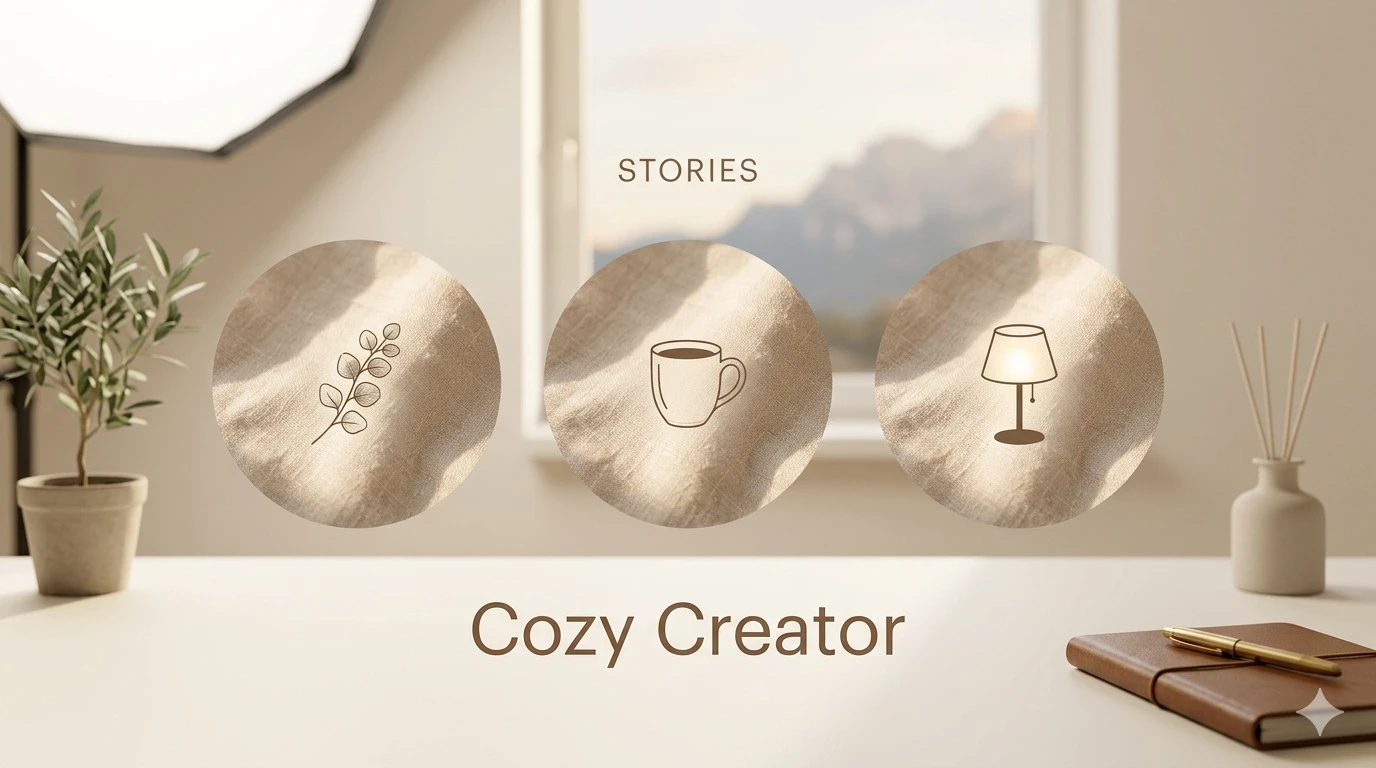 Cozy home-based creator Instagram highlight cover
