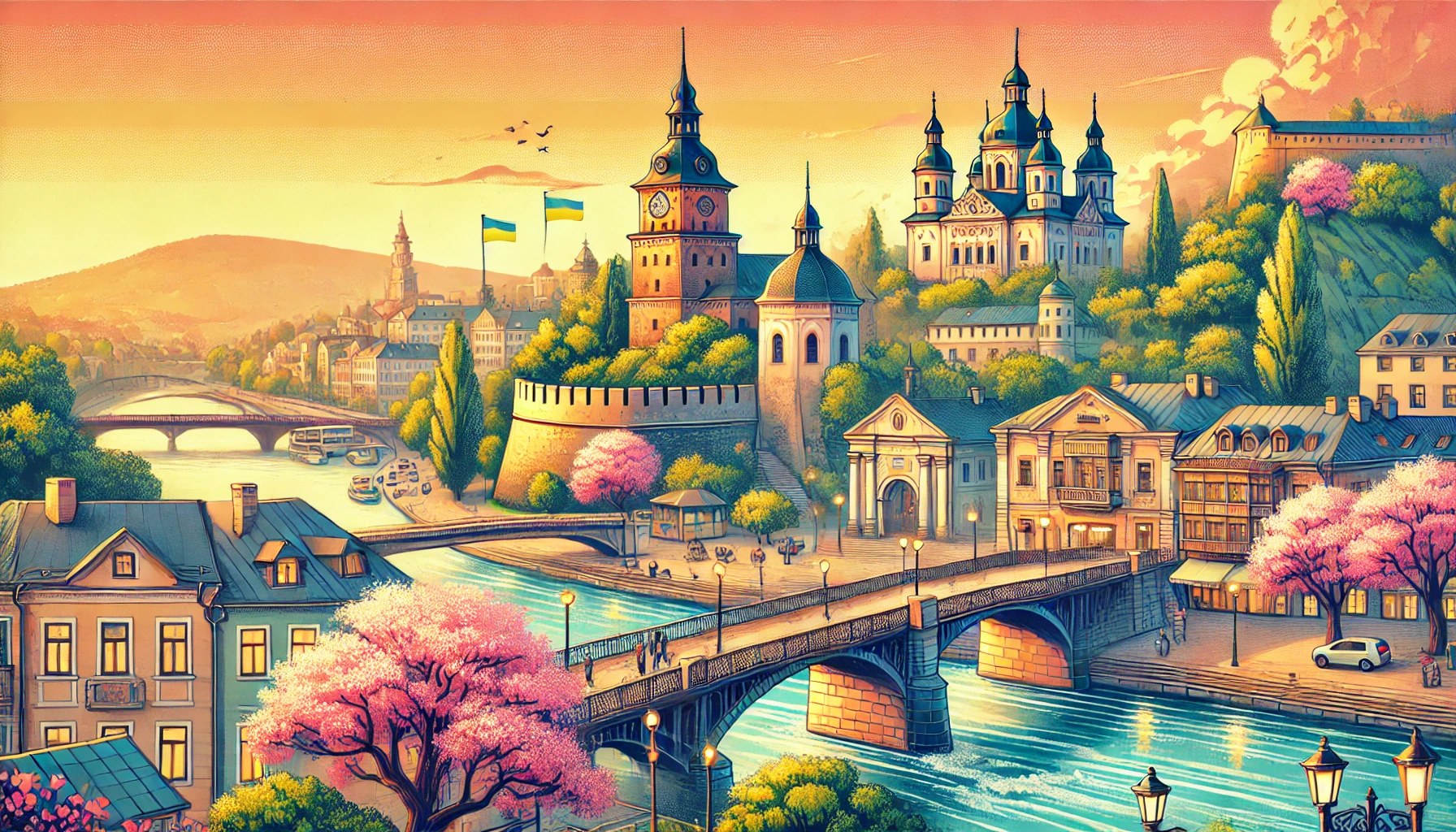 DALLE_2025-02-27_21_34_13_-_A_beautiful_promotional_illustration_of_Uzhgorod_Ukraine_featuring_its_iconic_landmarks__The_image_includes_the_charming_pedestrian_bridge_over_the_