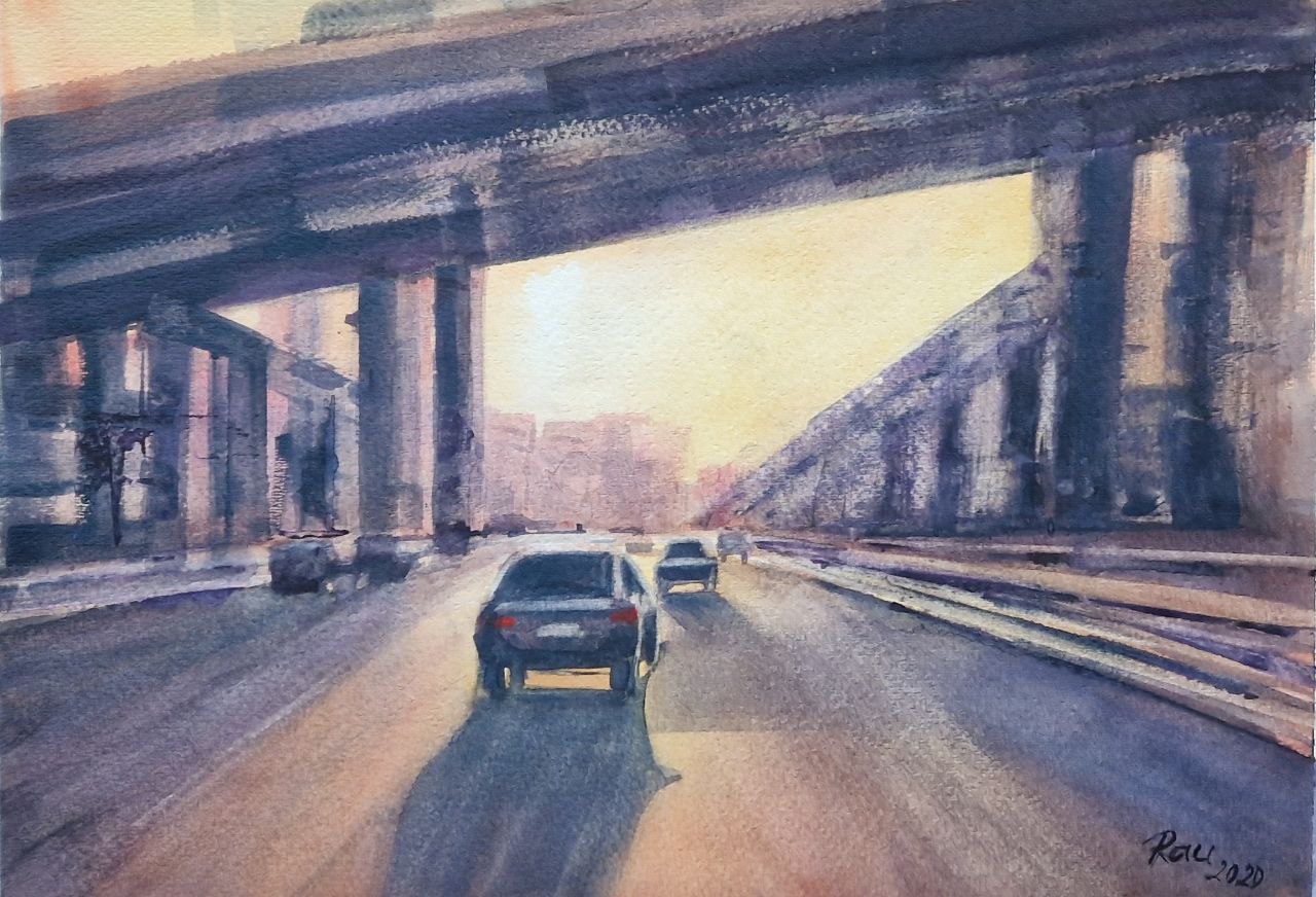 Cesta._akvarel._26x37