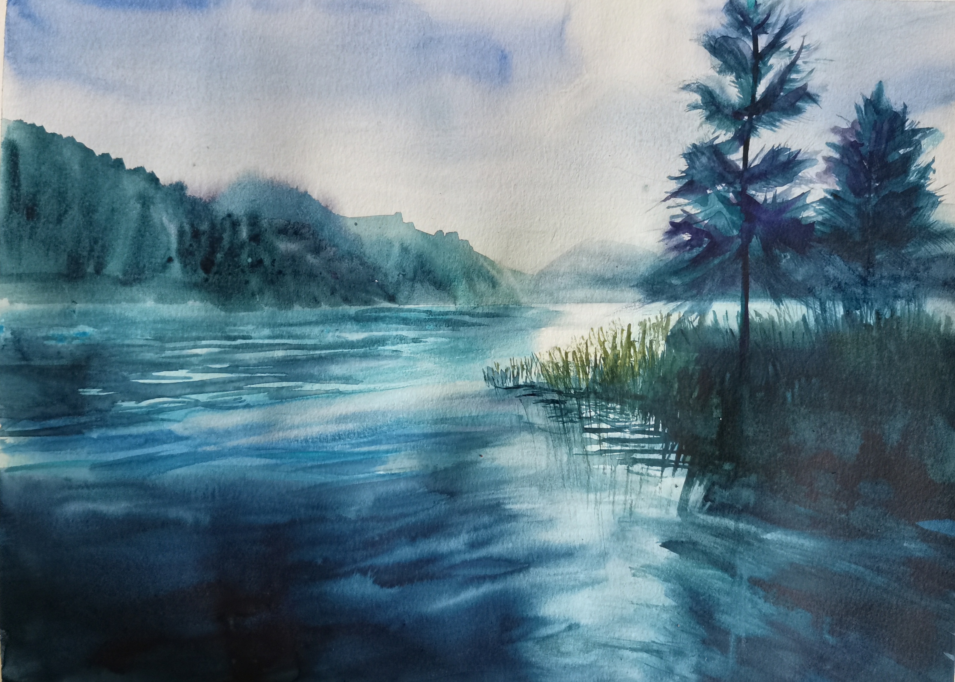 Jezero._akvarel._30x40_2