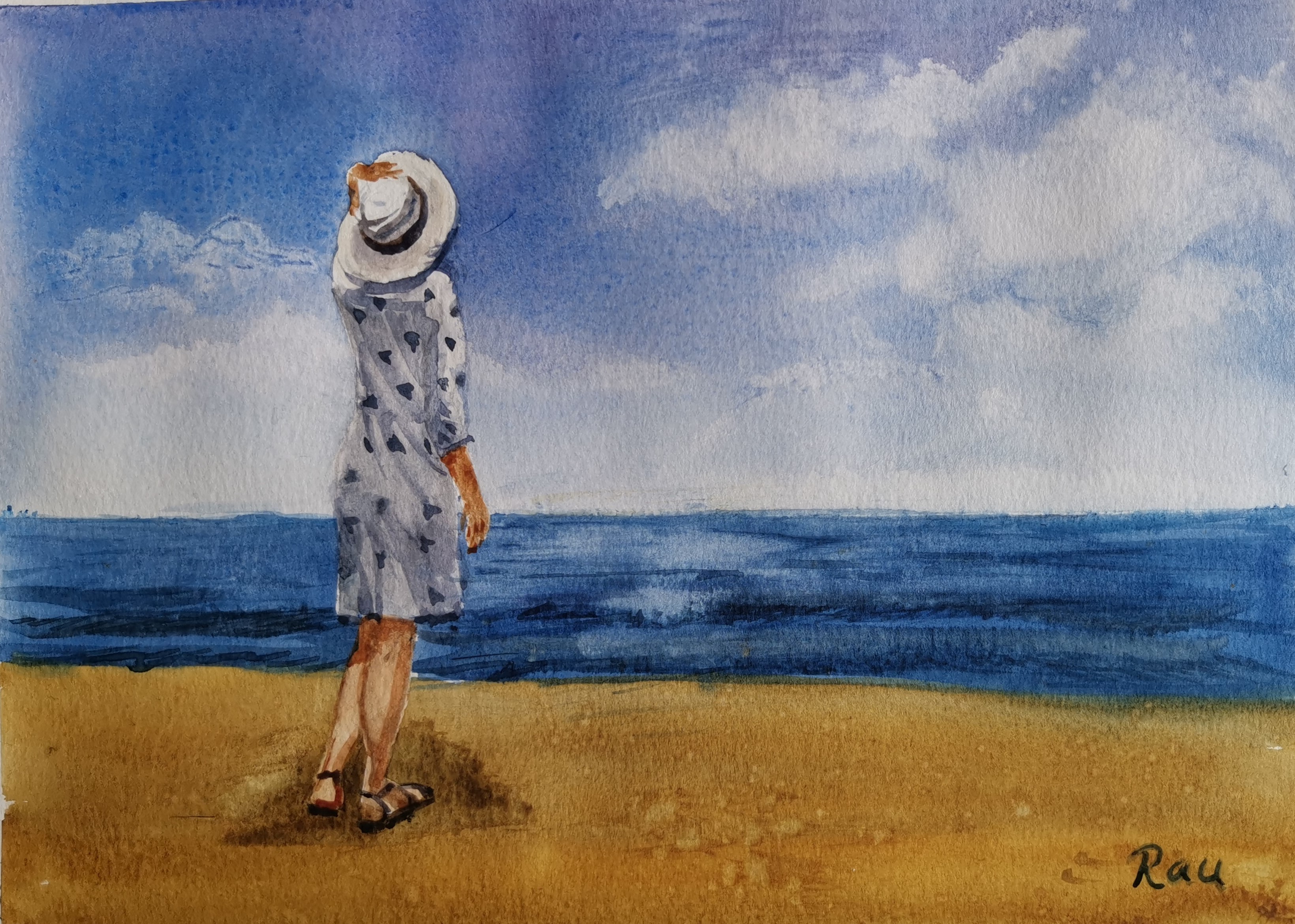 Slena_na_behu._akvarel._20x30