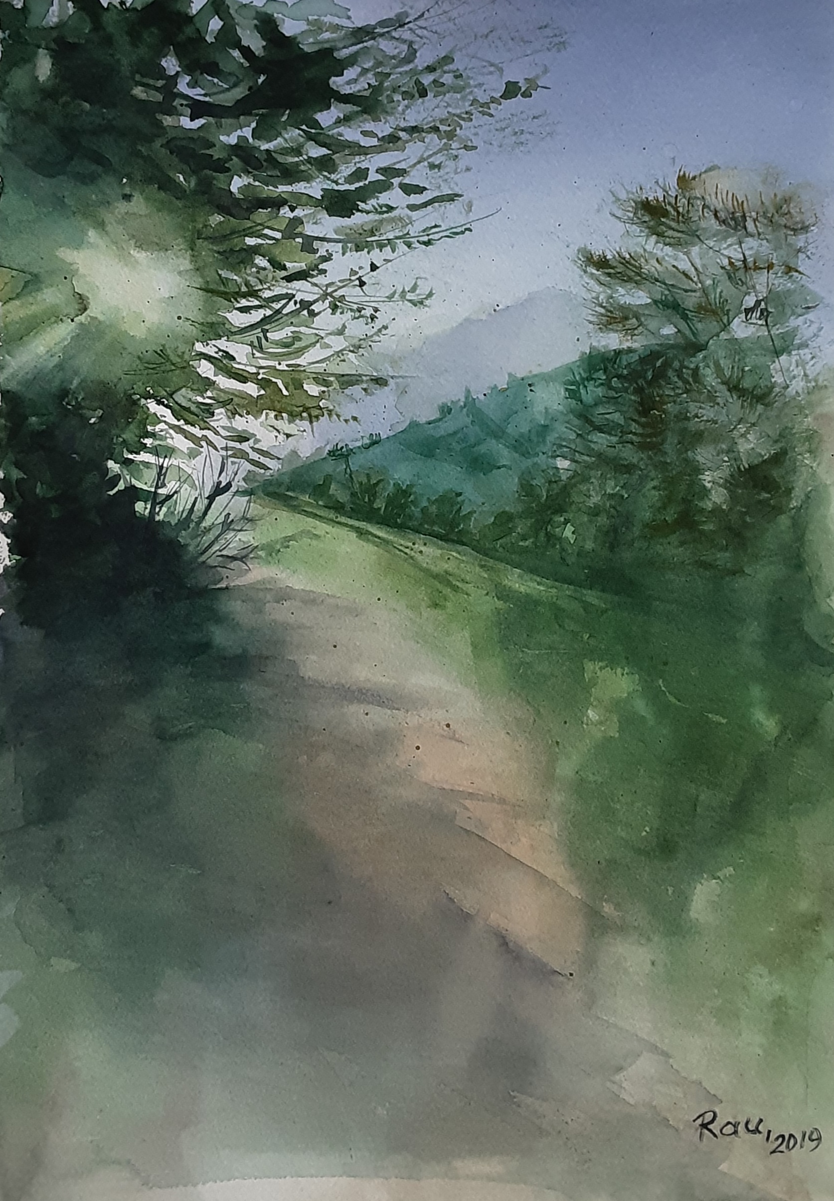 Slunene_rano._akvarel.30x40