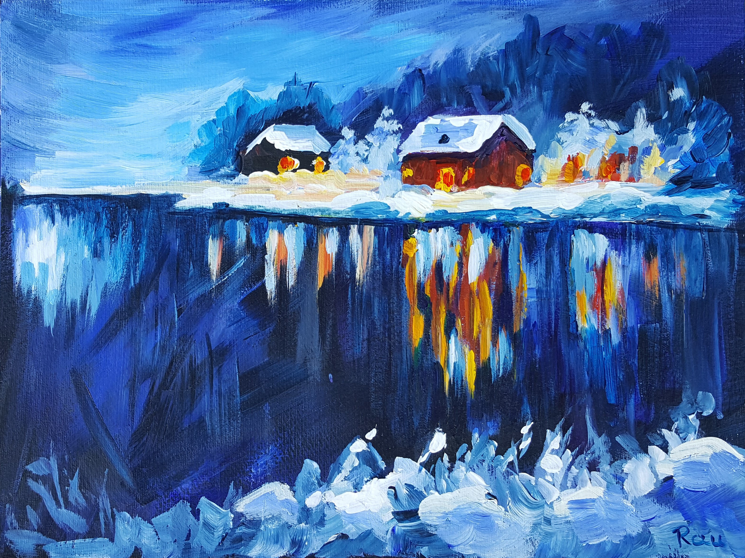 Zimni_jezero._akryl._30x40