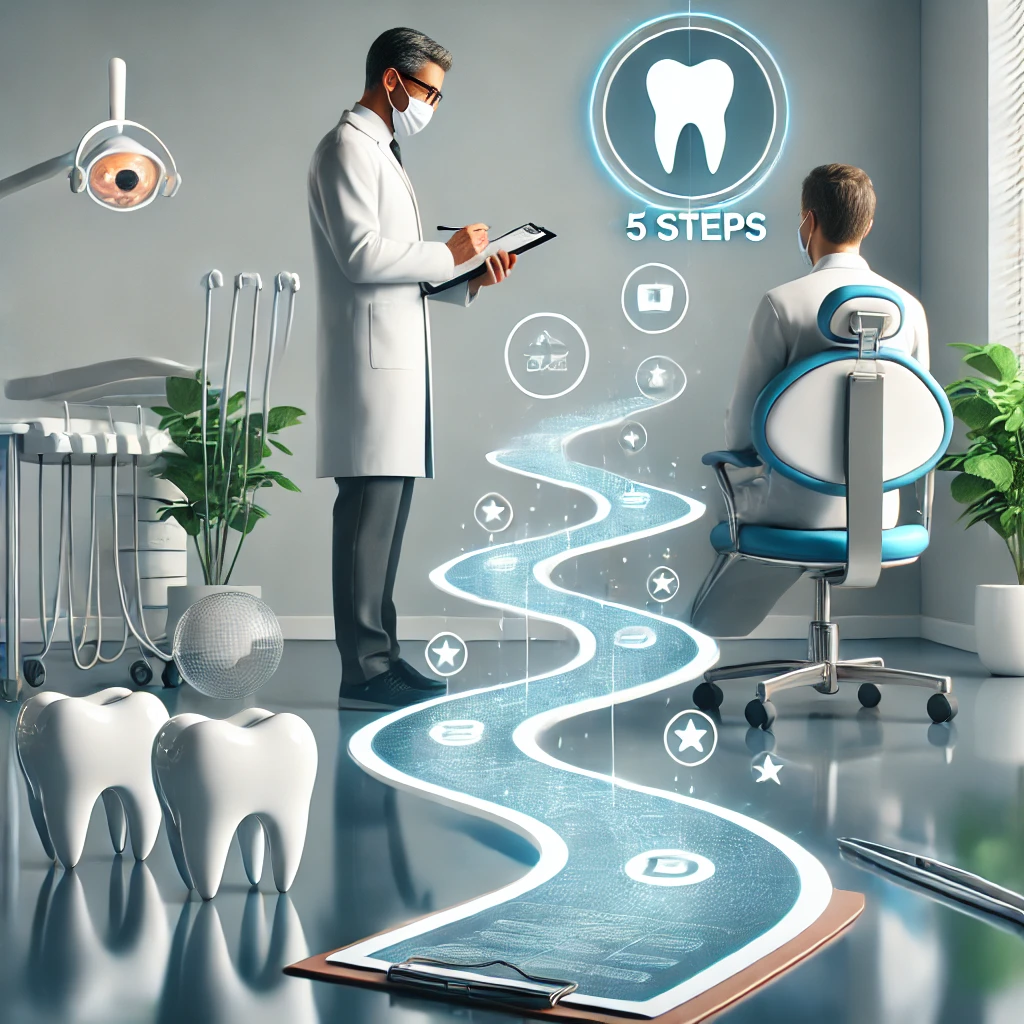 DALLE_2024-09-11_22_21_16_-_A_modern_professional_image_representing_the_theme_5_Steps_to_a_Private_Dental_Practice__The_image_features_a_clean_dental_office_setting_with_slee