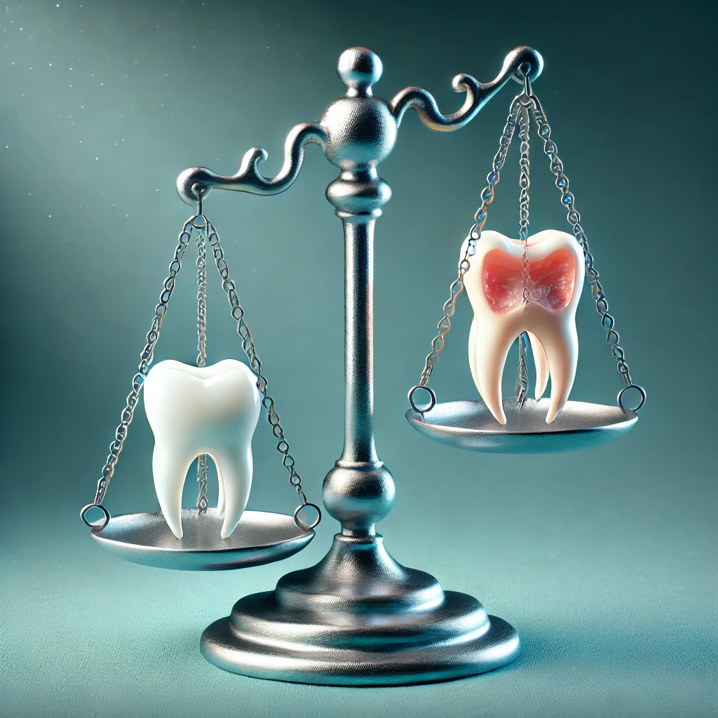 DALLE_2025-03-12_13_16_41_-_A_realistic_3D-rendered_image_of_a_balanced_scale_symbolizing_the_decision_between_keeping_or_removing_wisdom_teeth__On_one_side_of_the_scale_a_heal