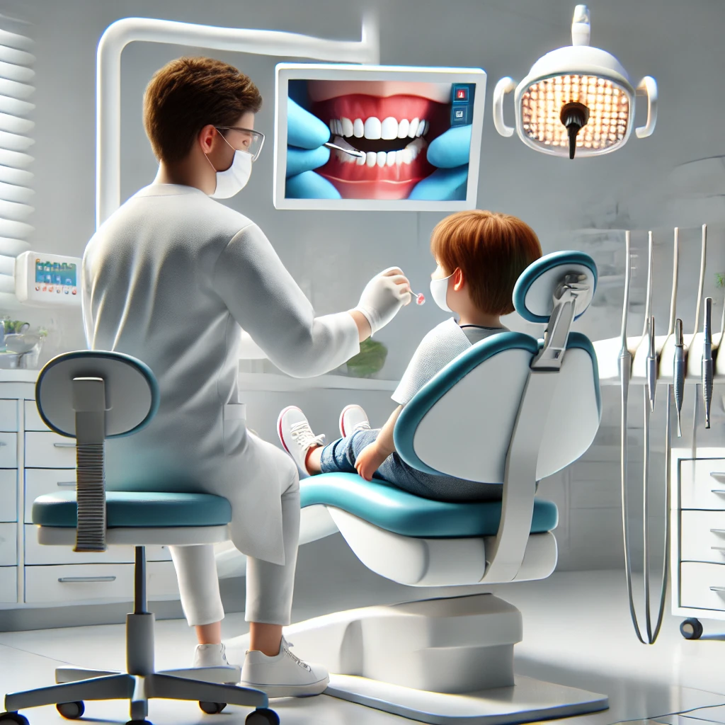 DALLE_2025-03-19_21_26_14_-_A_realistic_3D_medical_illustration_for_a_pediatric_dentistry_course__The_image_shows_a_child_in_a_dental_chair_a_dentist_in_a_white_coat_and_gloves_
