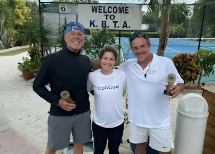 CollGoal tournament men's winners Jon Garito and Carlos Lopez with Ari Lorber