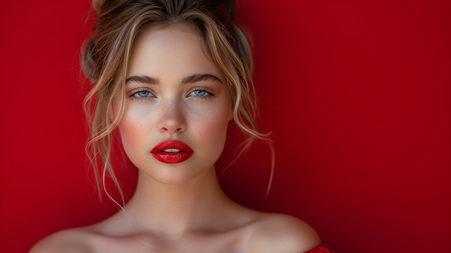 small-elegant-woman-with-red-lipstick-against-red-background-subtle-makeup-blonde-hair-portrait-photography-high-contrast-fashion-editorial-bold-aesthetic-perfect-for-valentine-s-day-promotions